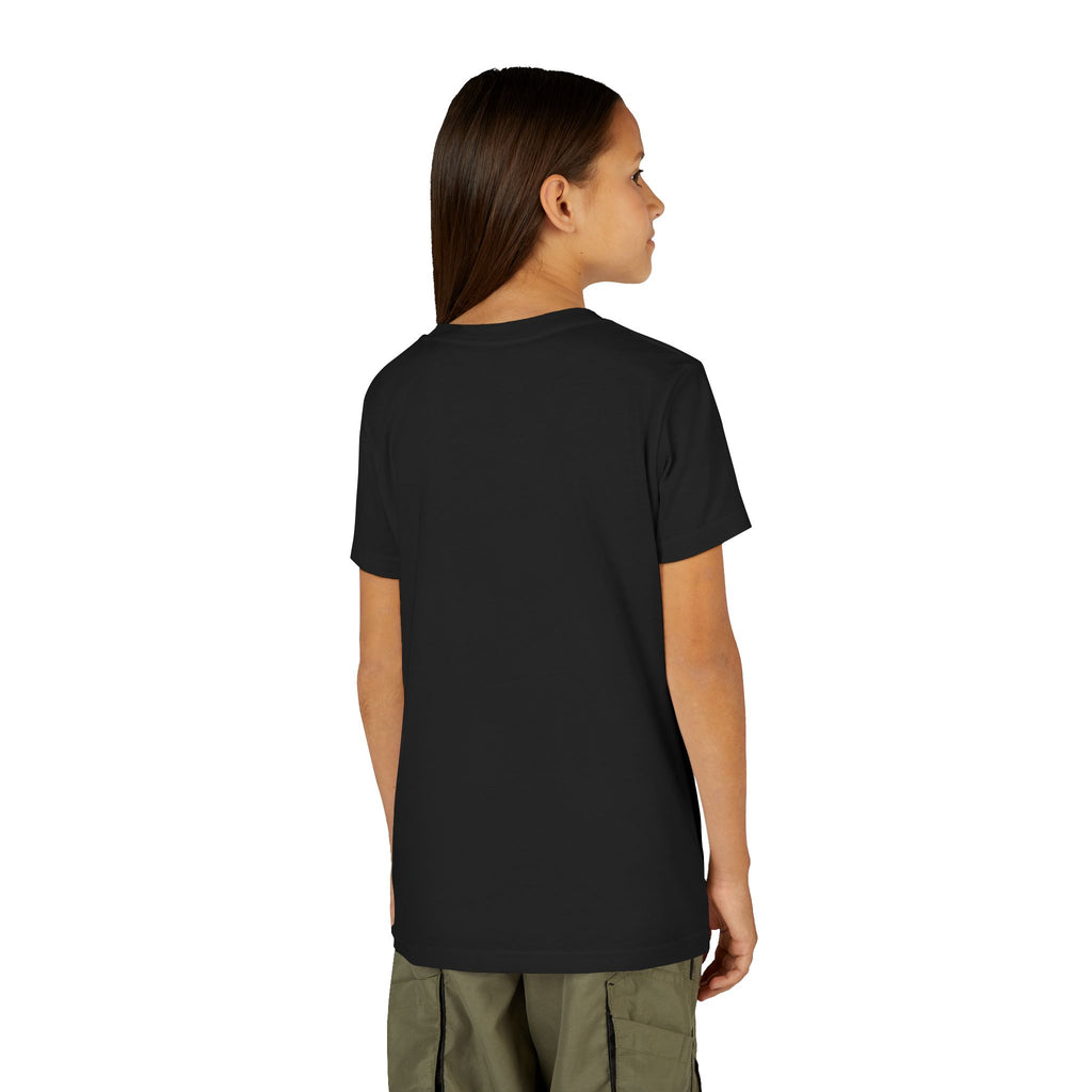 Pink Dinking Diva youth pickleball tee for kids by Printify, featuring a stylish pink filigree design on the shirt.