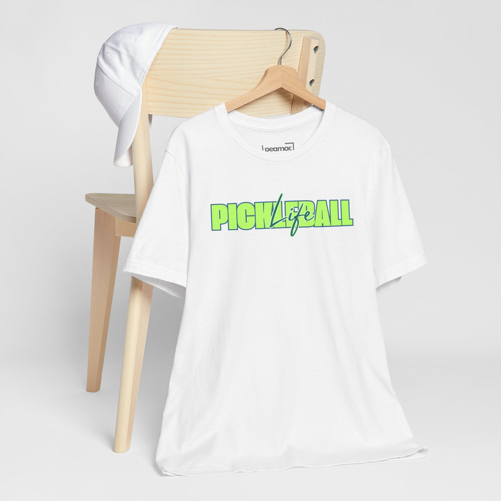 Pickleball Life Unisex T-Shirt — Bold Green & Blue Graphic Tee-PeaMac Tees