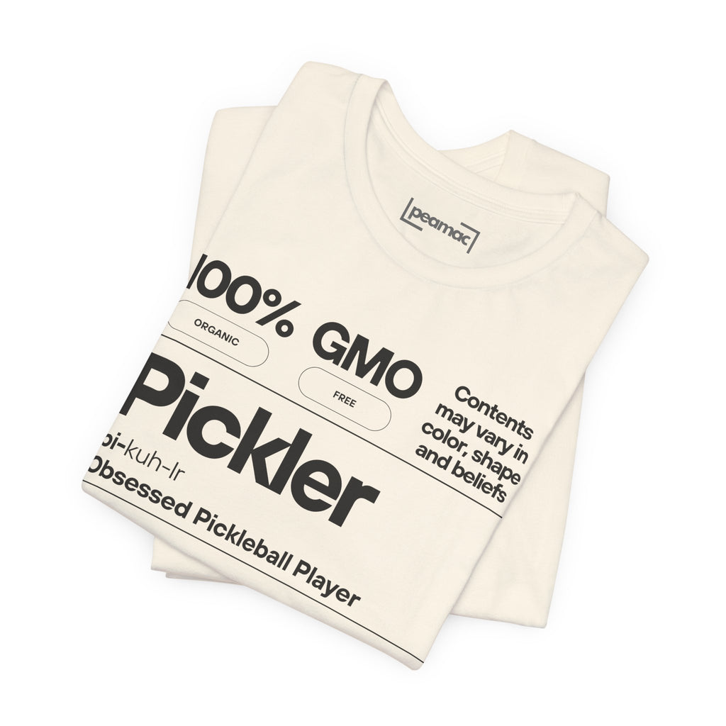 Men's black Pickler Funny Definitions T-Shirt featuring pickleball-themed text and lightweight activewear fabric.