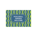 Personalized outdoor pickleball-themed doormat with custom welcome message or name in various sizes, ideal for home decor.