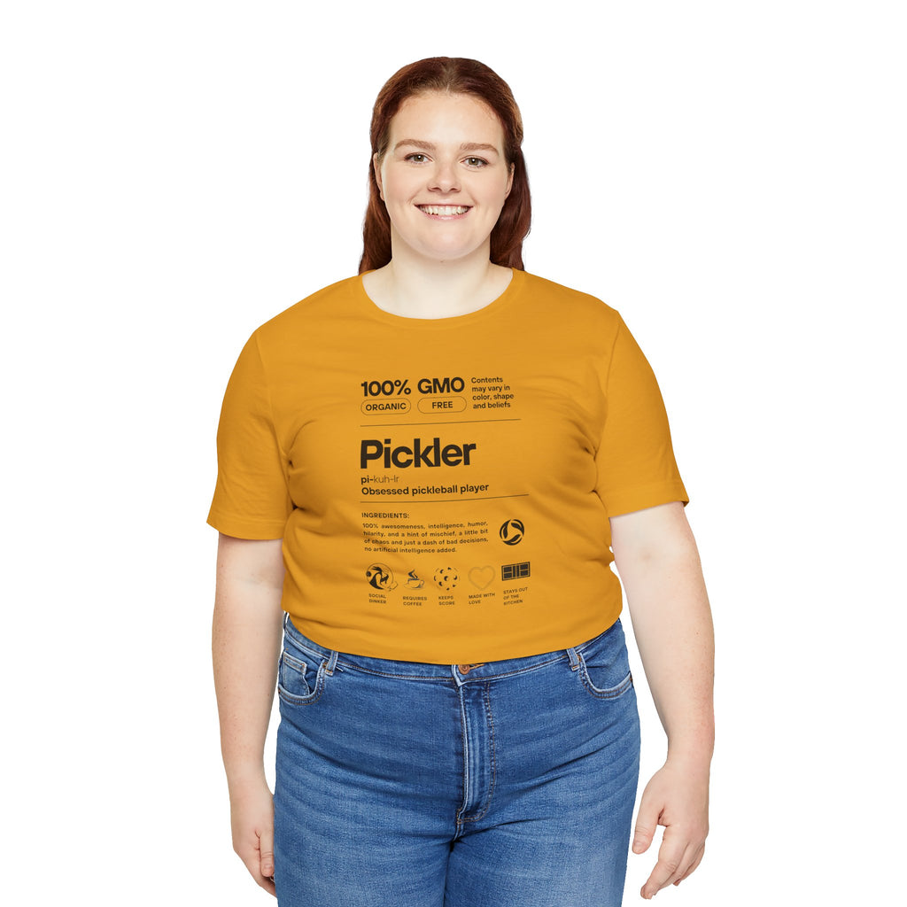 Women's Pickler Funny Definitions T-Shirt by Printify, black lightweight pickleball activewear with humorous pickleball-themed text.