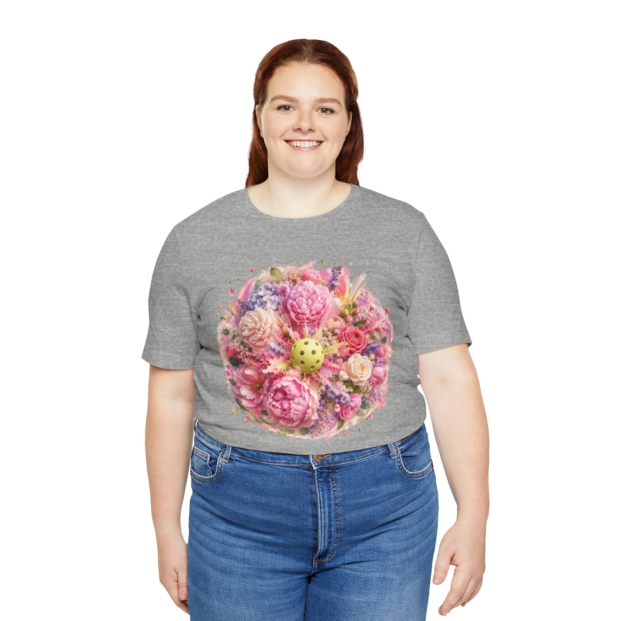 Peony Pickleball Tee, premium cotton unisex T-shirt with peony design, comfortable and stylish for pickleball enthusiasts.