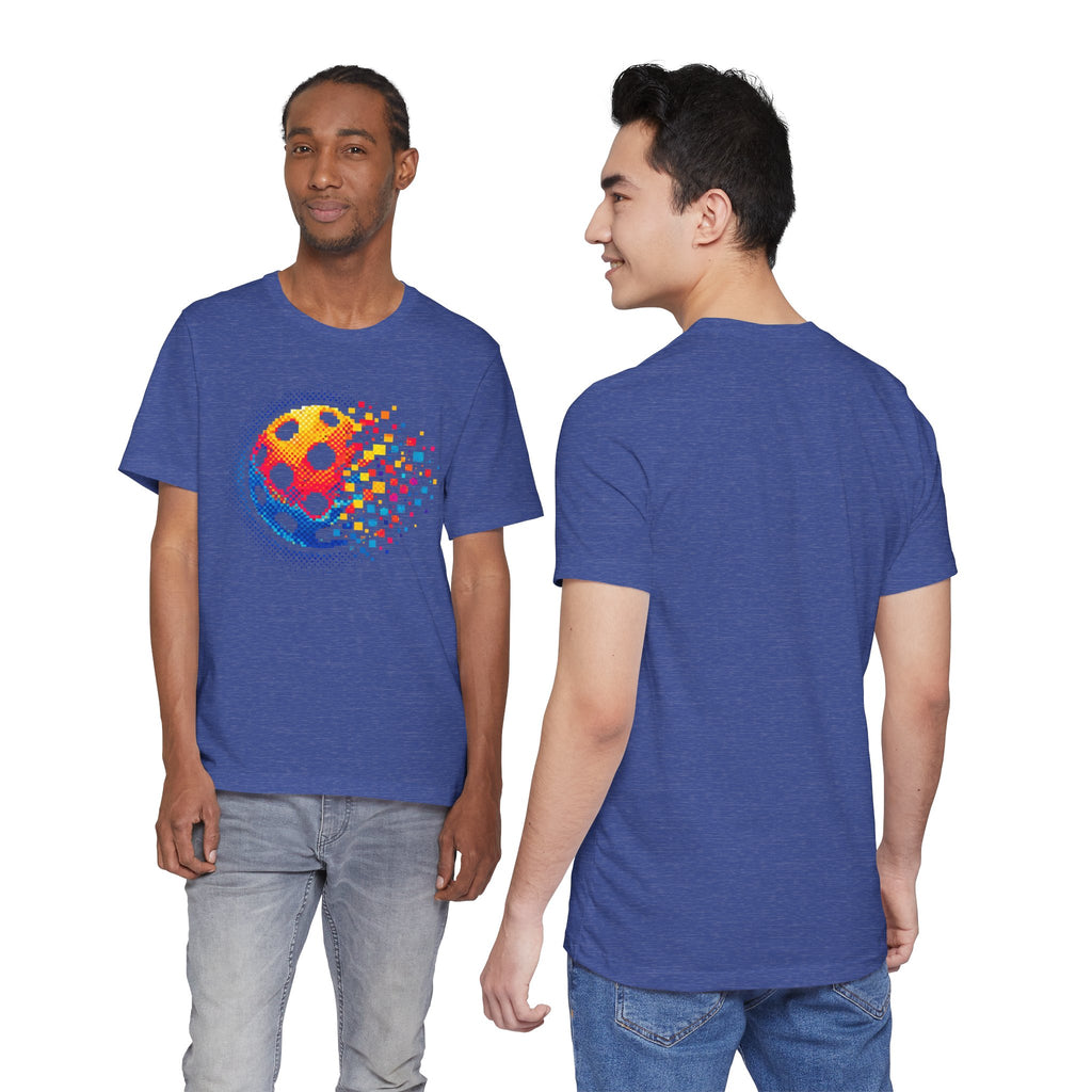 Matrix Burst Pickleball Tee with retro court graphic, casual unisex T-shirt featuring vibrant sports-inspired design by Printify.