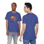 Matrix Burst Pickleball Tee with retro court graphic, casual unisex T-shirt featuring vibrant sports-inspired design by Printify.