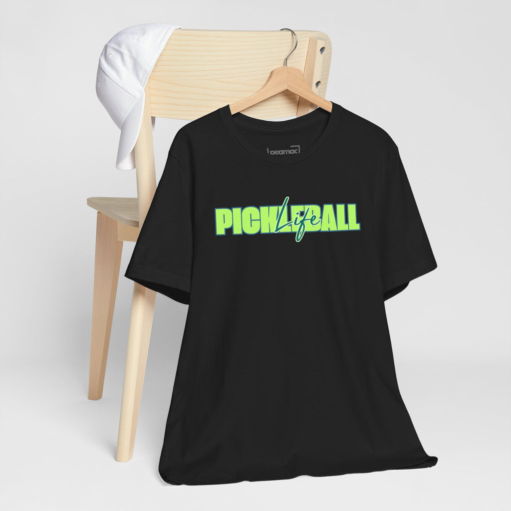 Pickleball Life Unisex T-Shirt — Bold Green & Blue Graphic Tee-PeaMac Tees