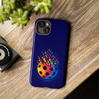 Matrix Burst Pickleball phone case by Printify for iPhone, Samsung, and Google Pixel, featuring a colorful pickleball design.