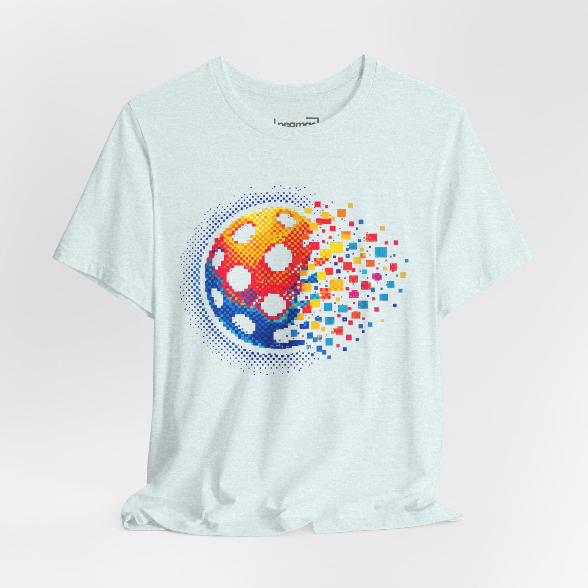 Matrix Burst Pickleball Tee by Printify featuring a retro court graphic on a casual T-shirt, perfect for pickleball enthusiasts.