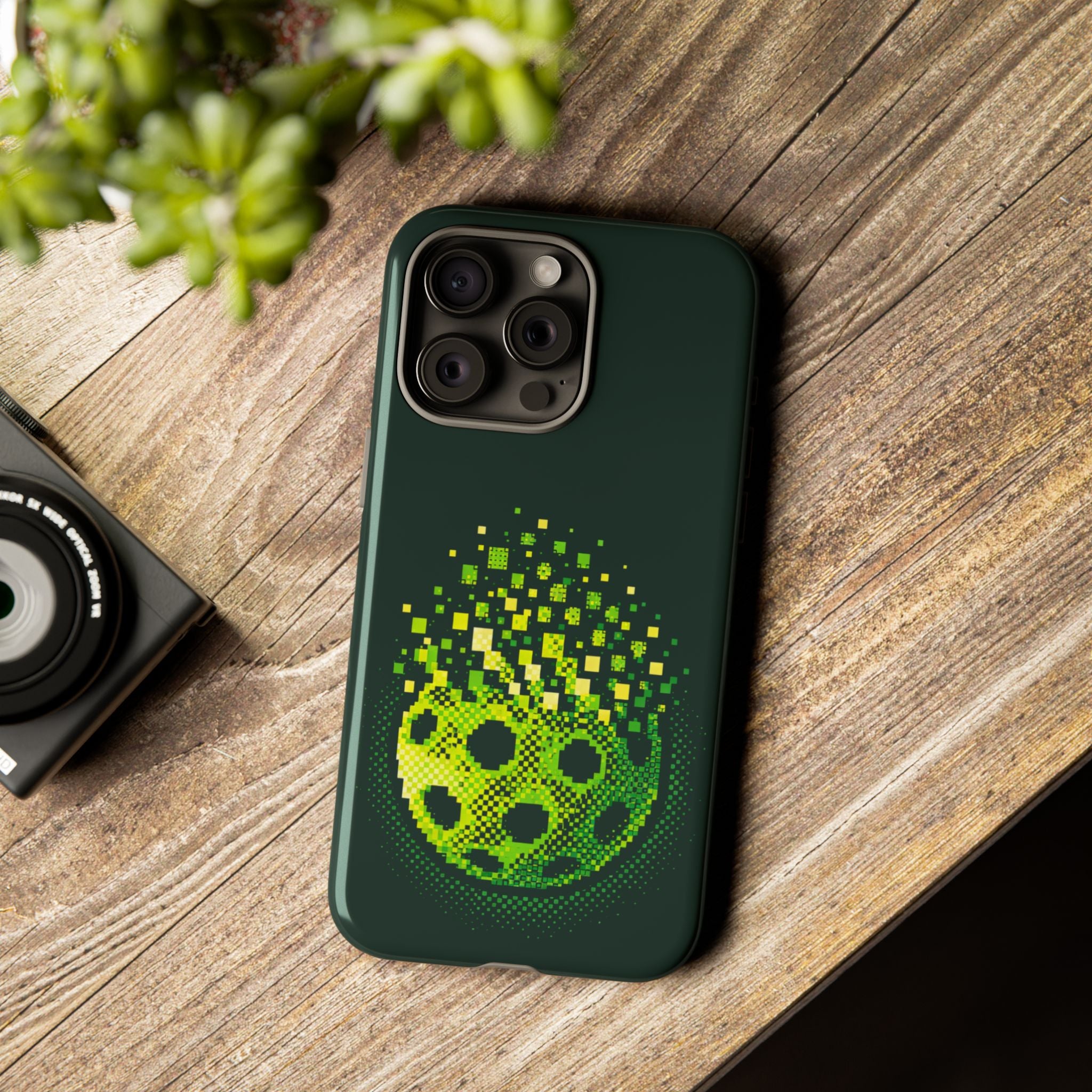 Pixelated Pickleball Electric Green Phone Case —  Compatible with iPhone, Samsung & Google Pixel-PeaMac Tees