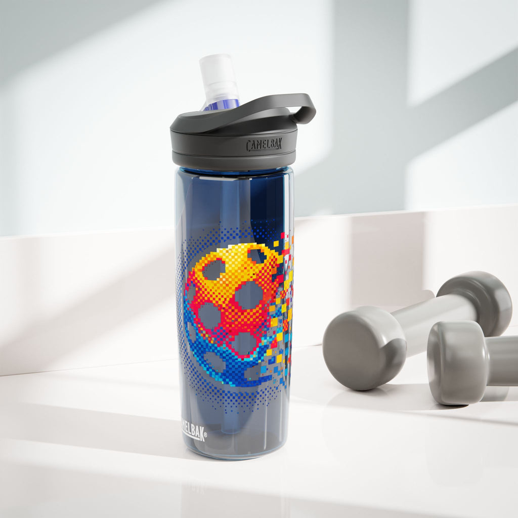 Printify Matrix Burst Pickleball CamelBak Eddy 20oz water bottle with colorful design and sports cap for active hydration