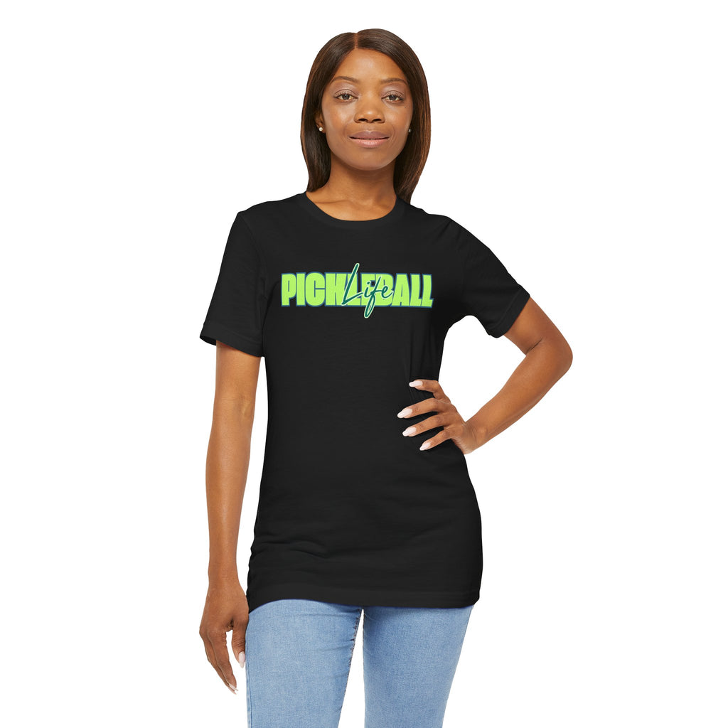Pickleball Life Unisex T-Shirt — Bold Green & Blue Graphic Tee-PeaMac Tees