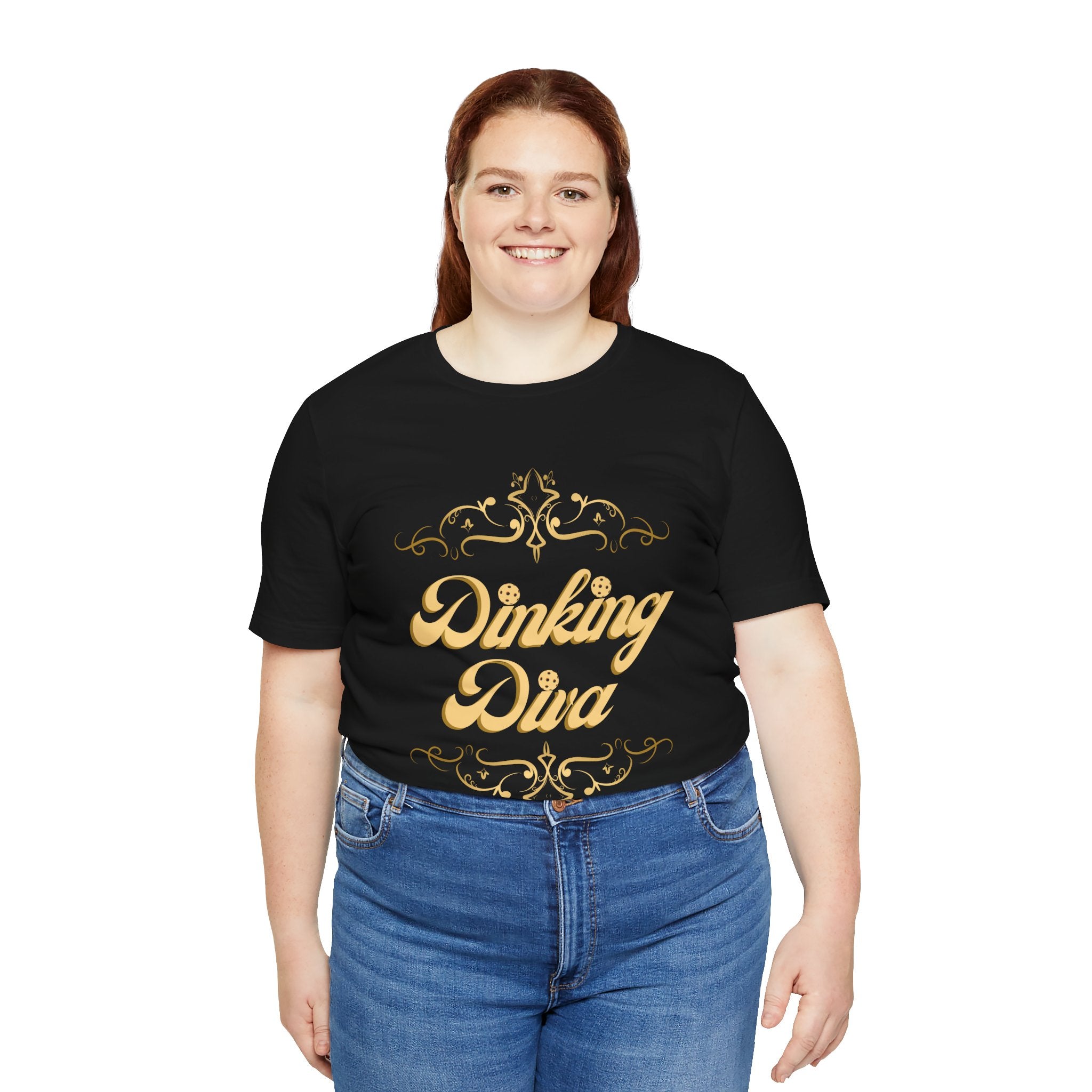 Dinking Diva Pickleball Tee | Gold Filigree Design, Elegant & Soft Sports T-shirt | 8 colors - Sizes Small to 3XL | Gift for Players