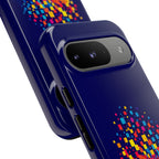 Printify Matrix Burst Pickleball phone case on a smartphone, compatible with iPhone, Samsung, and Google Pixel models.