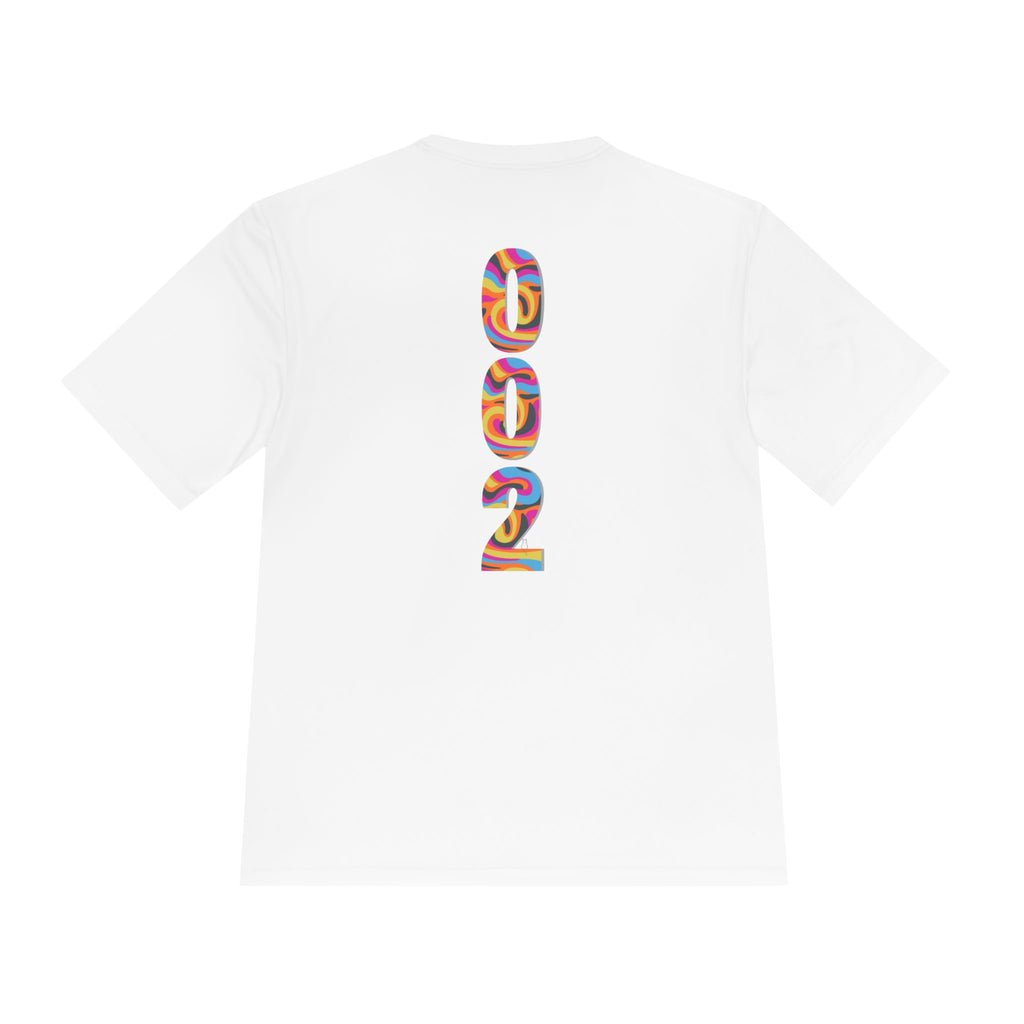 Unisex psychedelic pickleball T-shirt with colorful, abstract design, made by Printify, showcasing a vibrant and casual fit.