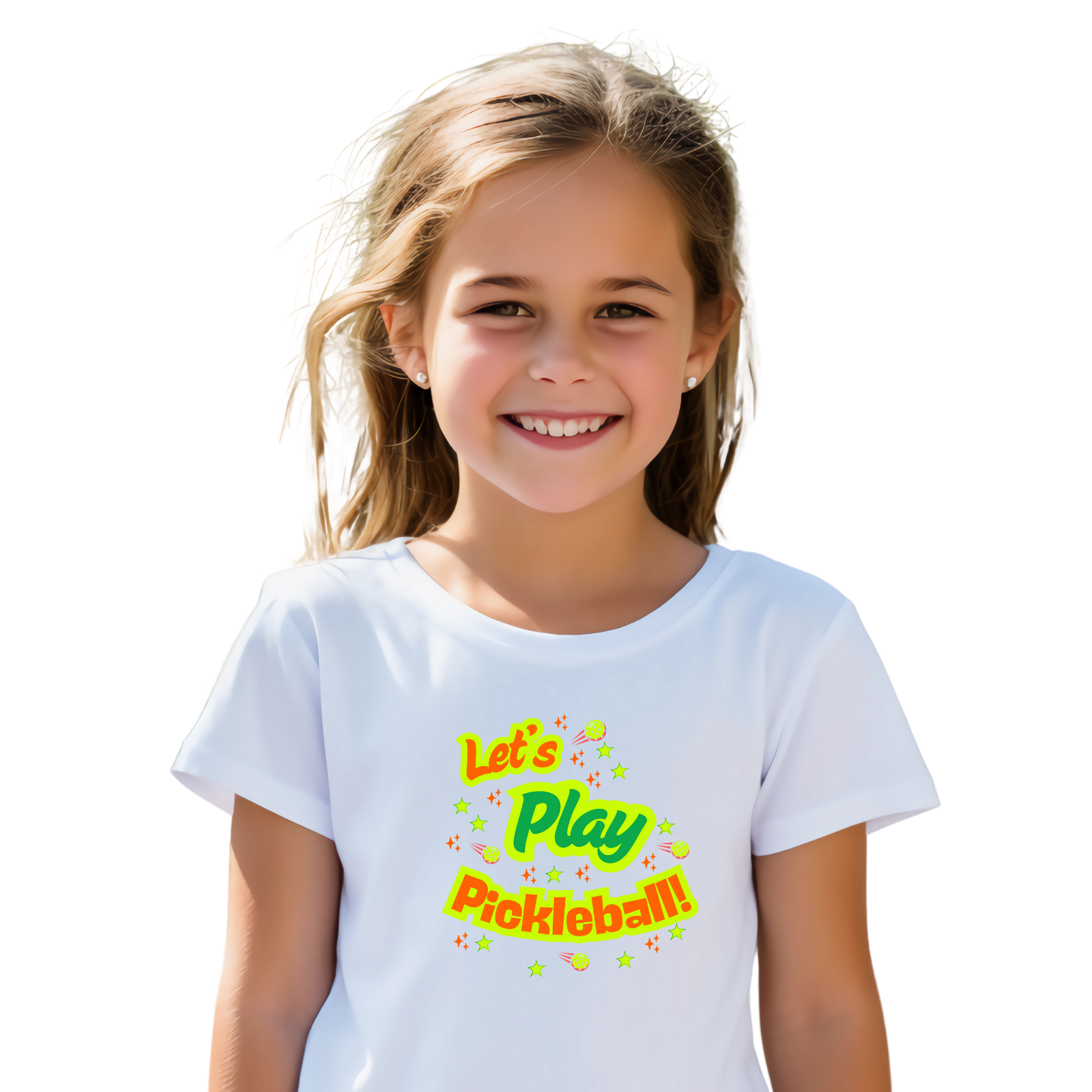 Youth Let’s Play Pickleball  Fun Neon Sports T-shirt for Kids  Colorful Pickleball Shirt for Boys & Girls, Soft & Comfy