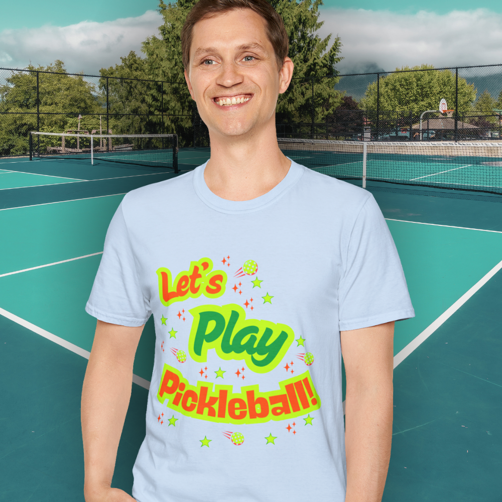 Unisex Relaxed Let’s Play Pickleball Tee | Bright Tees for Every Player | Vibrant Active Sport Graphic T-Shirt | Gift for Men & Women