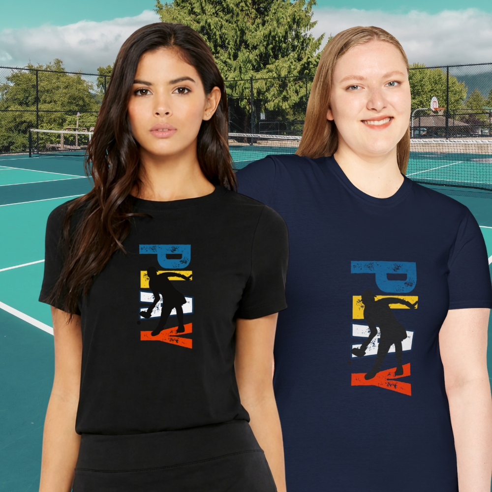 Women's Dynamic Pickleball Action Tee | Semi-fitted Soft & Comfy Cotton T-shirt | Gift for Player