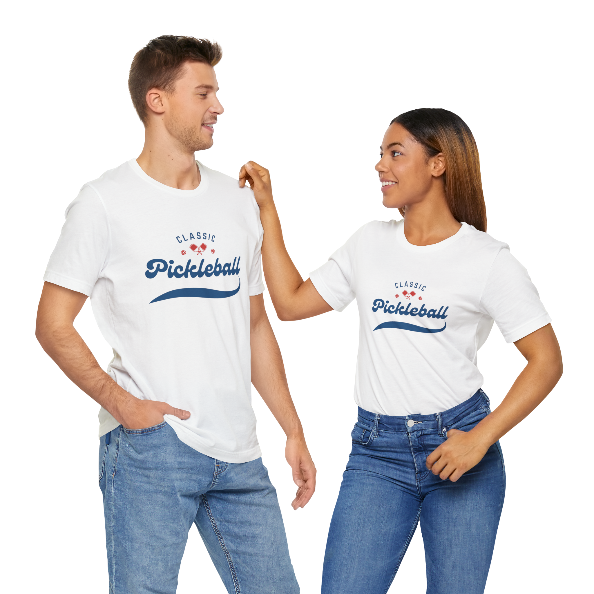 Unisex Classic Red And Blue Retro Pickleball T-Shirt | Relaxed Fit, Soft & Comfy Tee | Lightweight Activewear | Player Gift