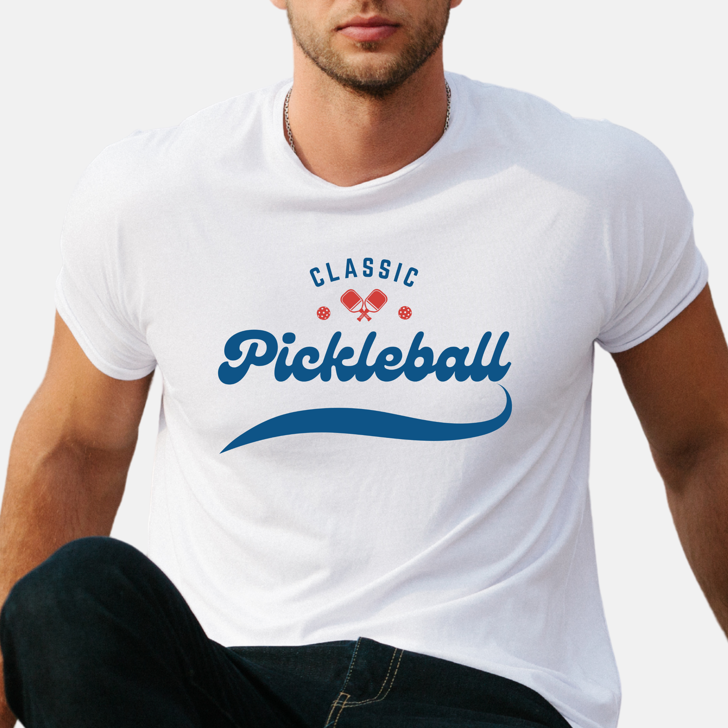 Unisex Classic Red And Blue Retro Pickleball T-Shirt | Relaxed Fit, Soft & Comfy Tee | Lightweight Activewear | Player Gift