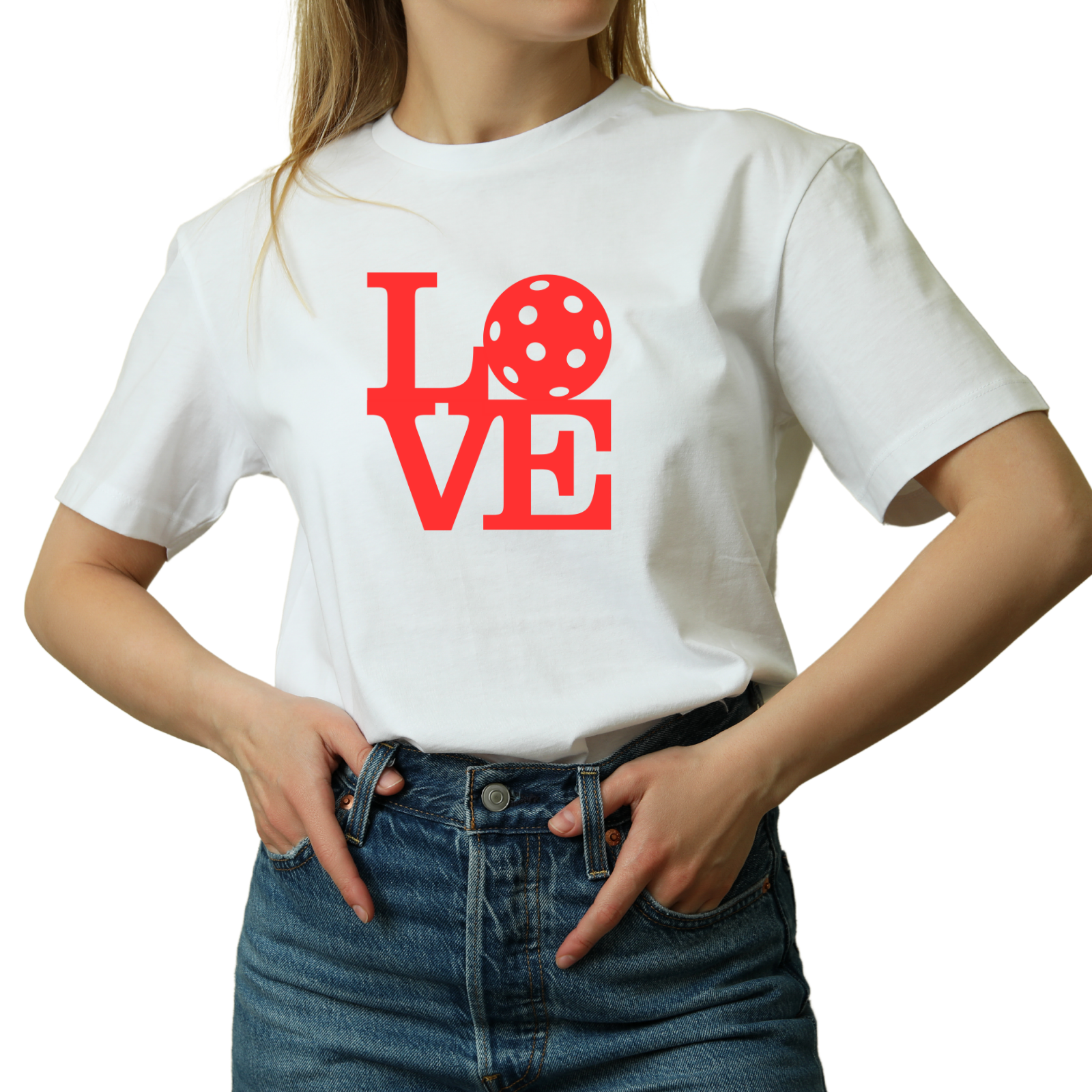 Unisex LOVE Pickleball T-Shirt | Bold Red Graphic Tee with Pickleball O | Shirt XS–4XL | 6 Colors