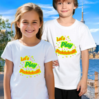 Youth neon pickleball graphic tee for kids featuring colorful pickleball design, comfortable printify kids' clothing shirt