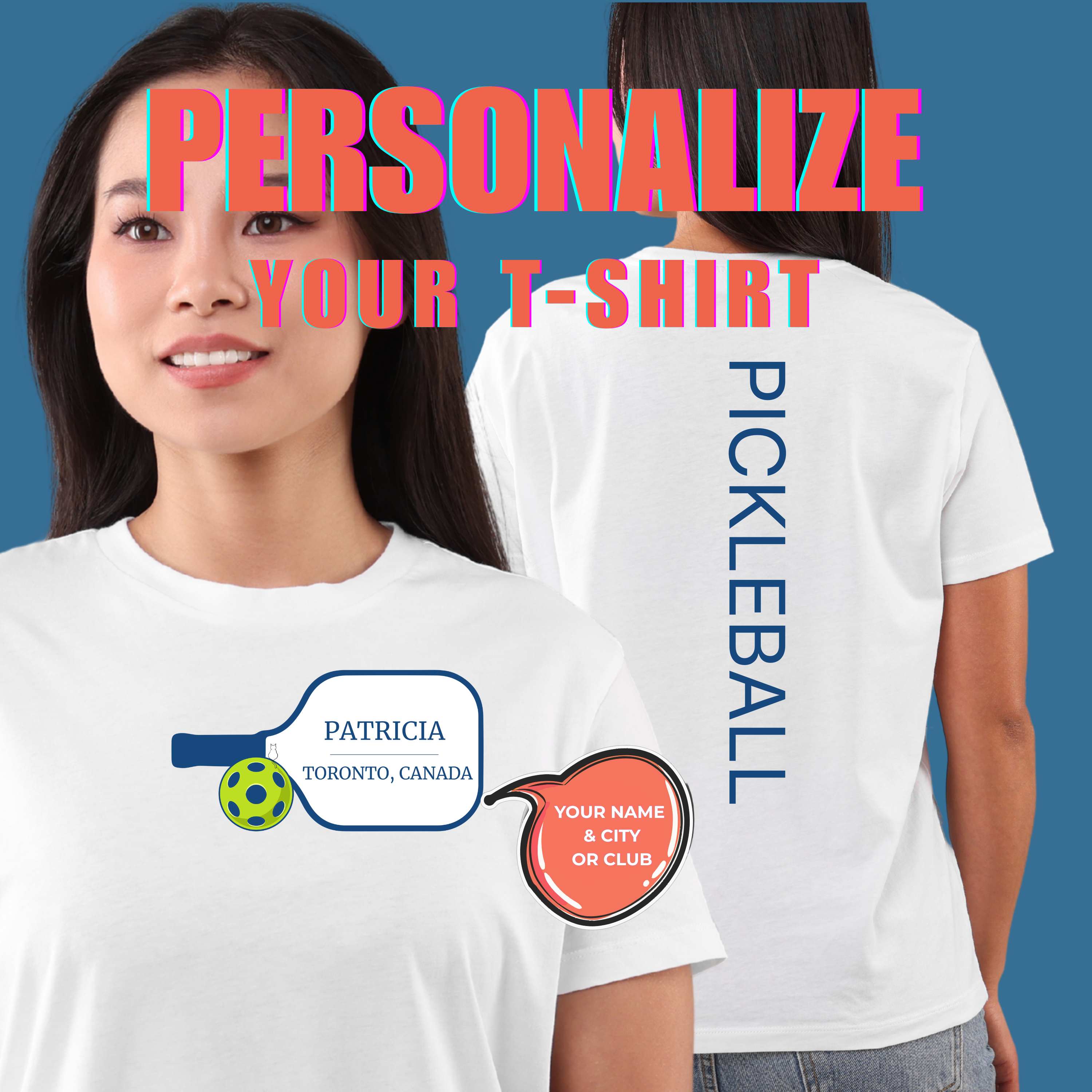 Personalized Pickleball Tee — Custom Name & Club on the Paddle Graphic Design-PeaMac Tees