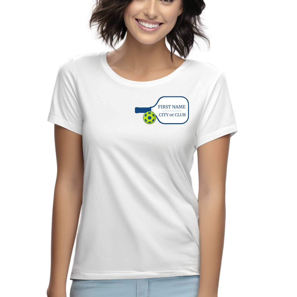 Personalized Pickleball T-Shirt | Custom Name & City Paddle Tee - Product Photo - PeaMacTees