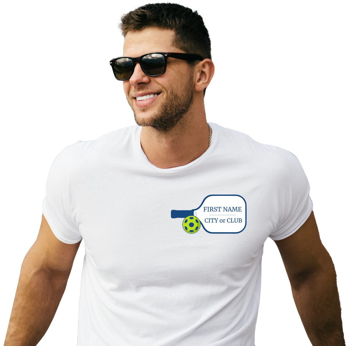 Personalized Pickleball T-Shirt | Custom Name & City Paddle Tee - Product Photo - PeaMacTees