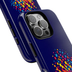 Printify Matrix Burst Pickleball phone case on iPhone, Samsung, and Google Pixel showing vibrant pickleball design and protective features.
