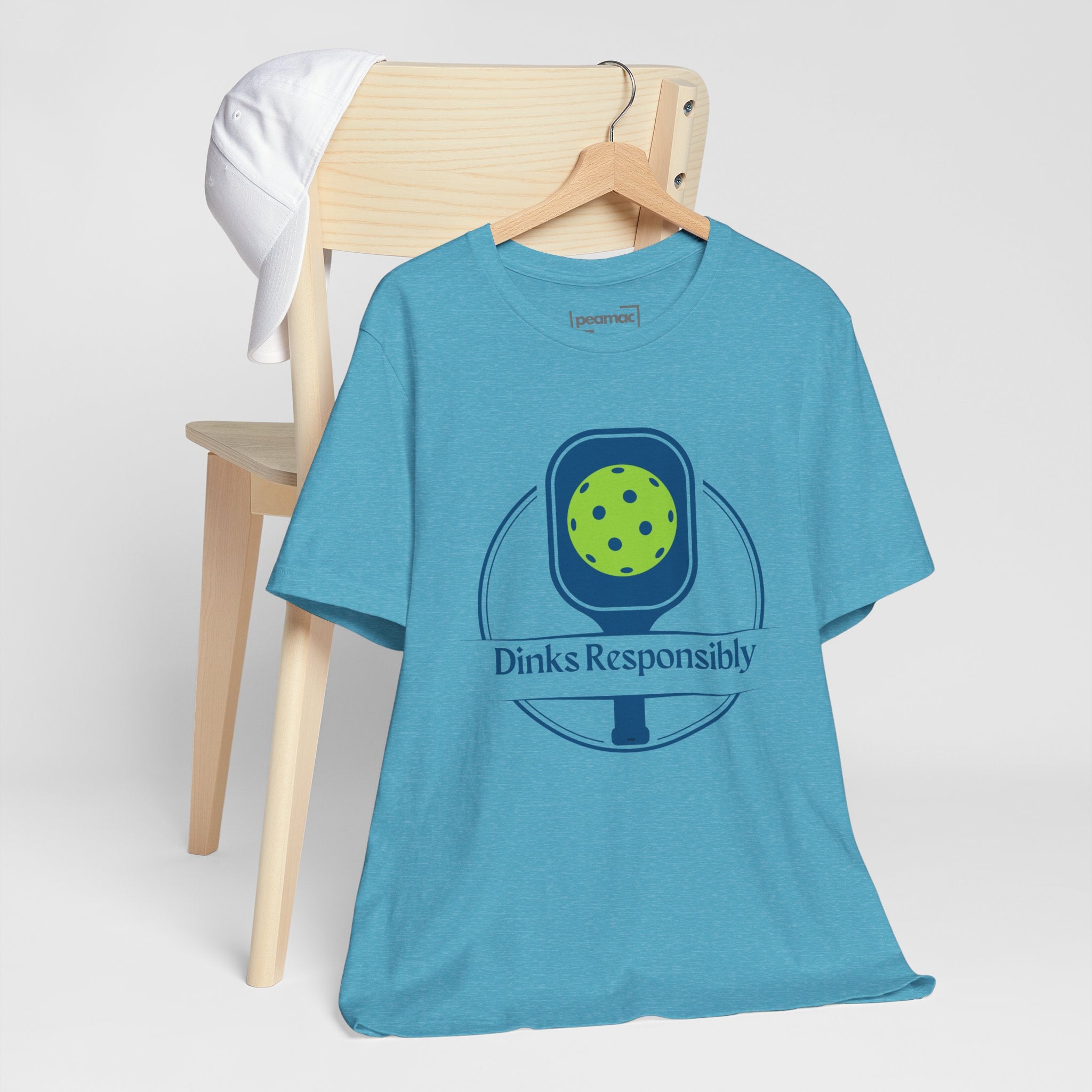 Funny Dinks Responsibly pickleball T-shirt with paddle and ball graphic, casual apparel for pickleball enthusiasts