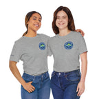 Personalized pickleball T-shirt by Printify featuring custom name sleeve and club logo on the back, designed for pickleball players.