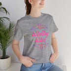 Pink Dinking Diva Pickleball T-Shirt with filigree design, athletic fit, by Printify, featuring a stylish and comfortable sports tee.