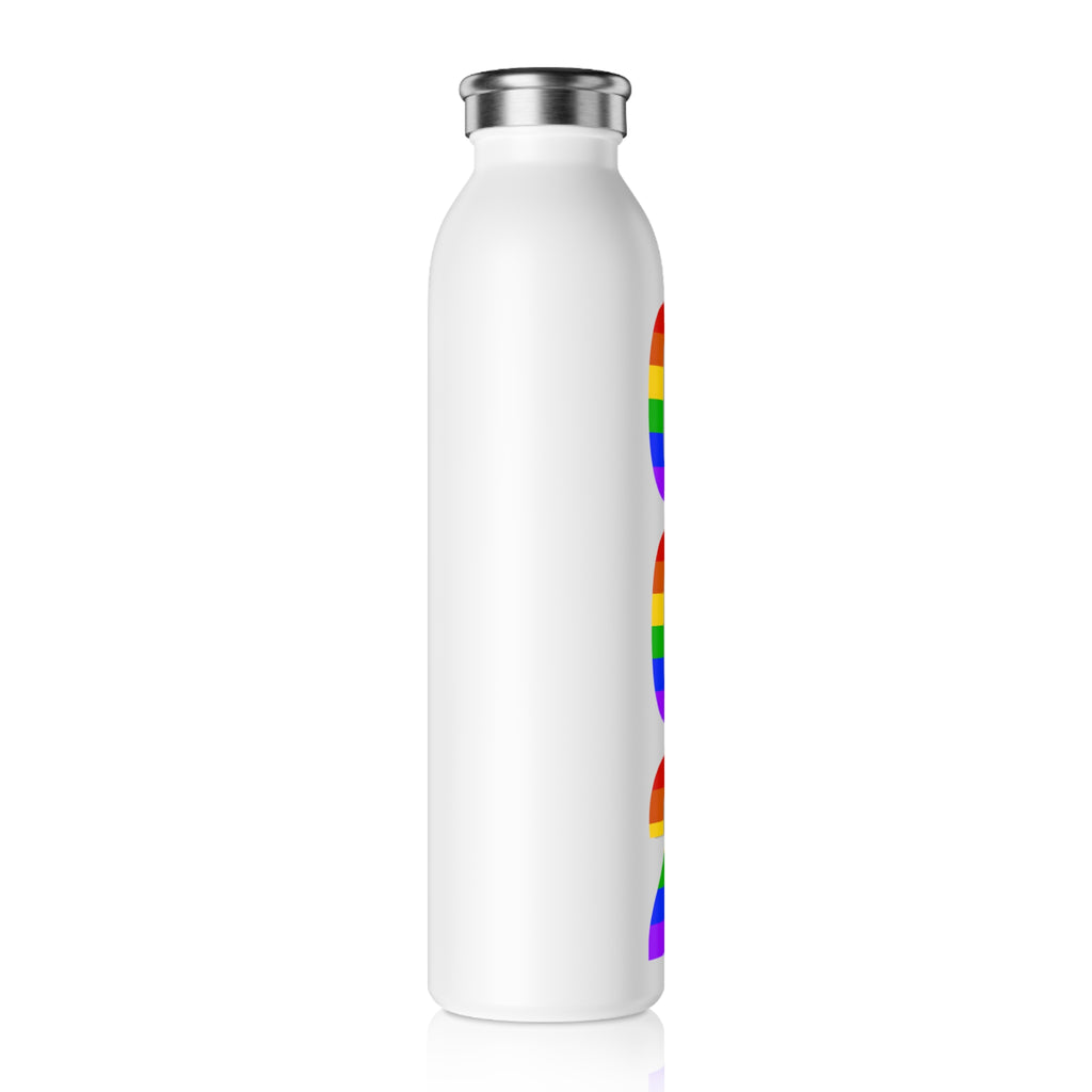 Rainbow Pride '002' slim stainless steel water bottle mug with pickleball and sports hydration design, by Printify.
