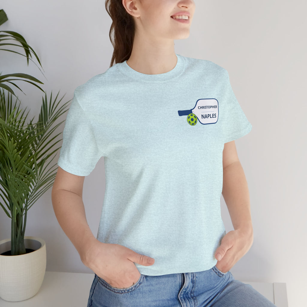 Personalized Pickleball T-Shirt | Custom Name & City Paddle Tee - Product Photo - PeaMacTees