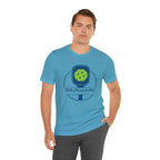 Dinks Responsibly Pickleball T-shirt with paddle and ball graphic, humorous pickleball shirt by Printify