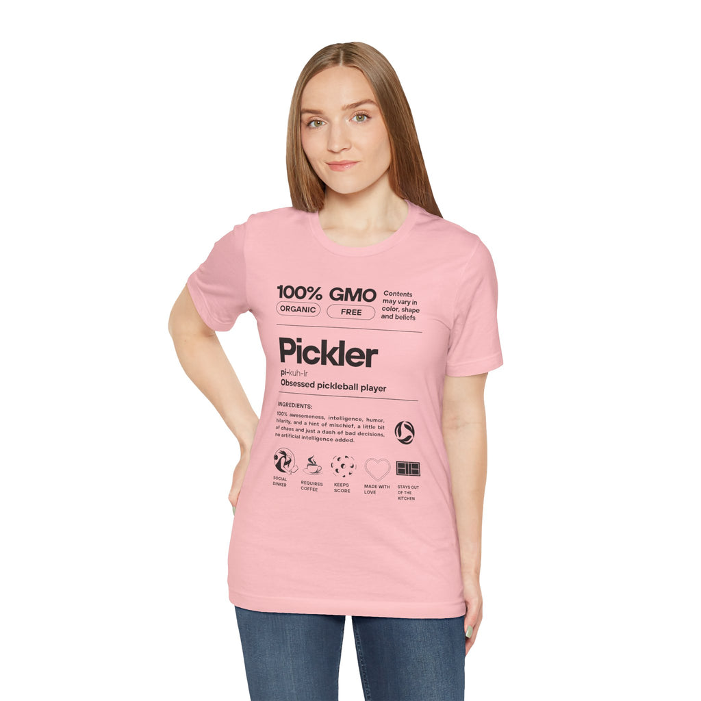 Women's black Pickler Funny Definitions pickleball T-shirt by Printify, lightweight activewear with humorous text design.