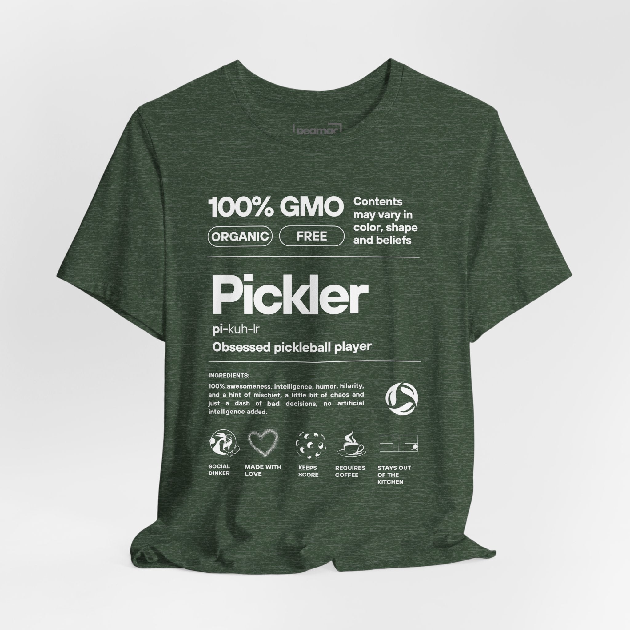 Women's Pickler Funny Definitions T-Shirt by Printify featuring white text, lightweight activewear perfect for pickleball enthusiasts.