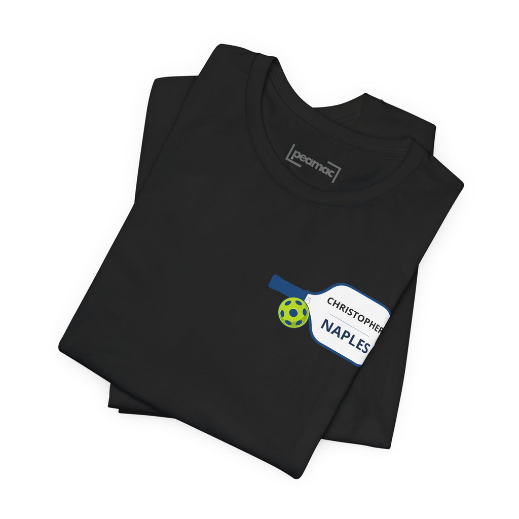 Personalized Pickleball T-Shirt | Custom Name & City Paddle Tee - Product Photo - PeaMacTees