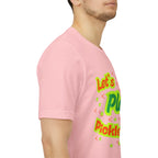 Neon orange and electric green Pickleball Rally T-Shirt with court graphic from Printify, casual sportswear for active players.