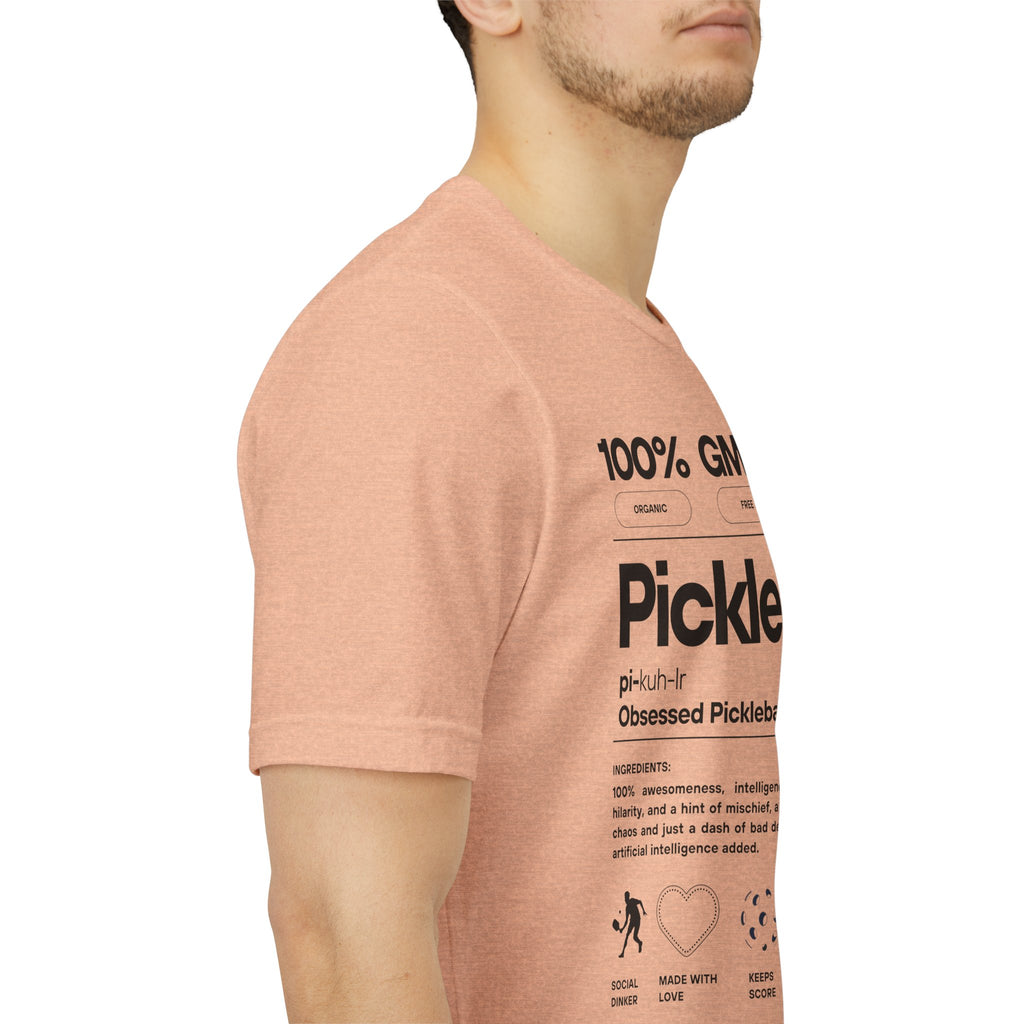 Men's black Pickler Funny Definitions T-Shirt with pickleball-themed text, lightweight activewear by Printify.
