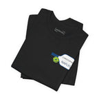 Personalized pickleball T-shirt by Printify featuring custom name and club on paddle graphic design, casual sportswear for players.