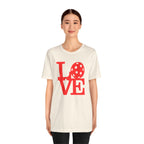 Red Pickleball graphic T-shirt by Printify featuring bold pop art design, casual crew neck style, and vibrant print.