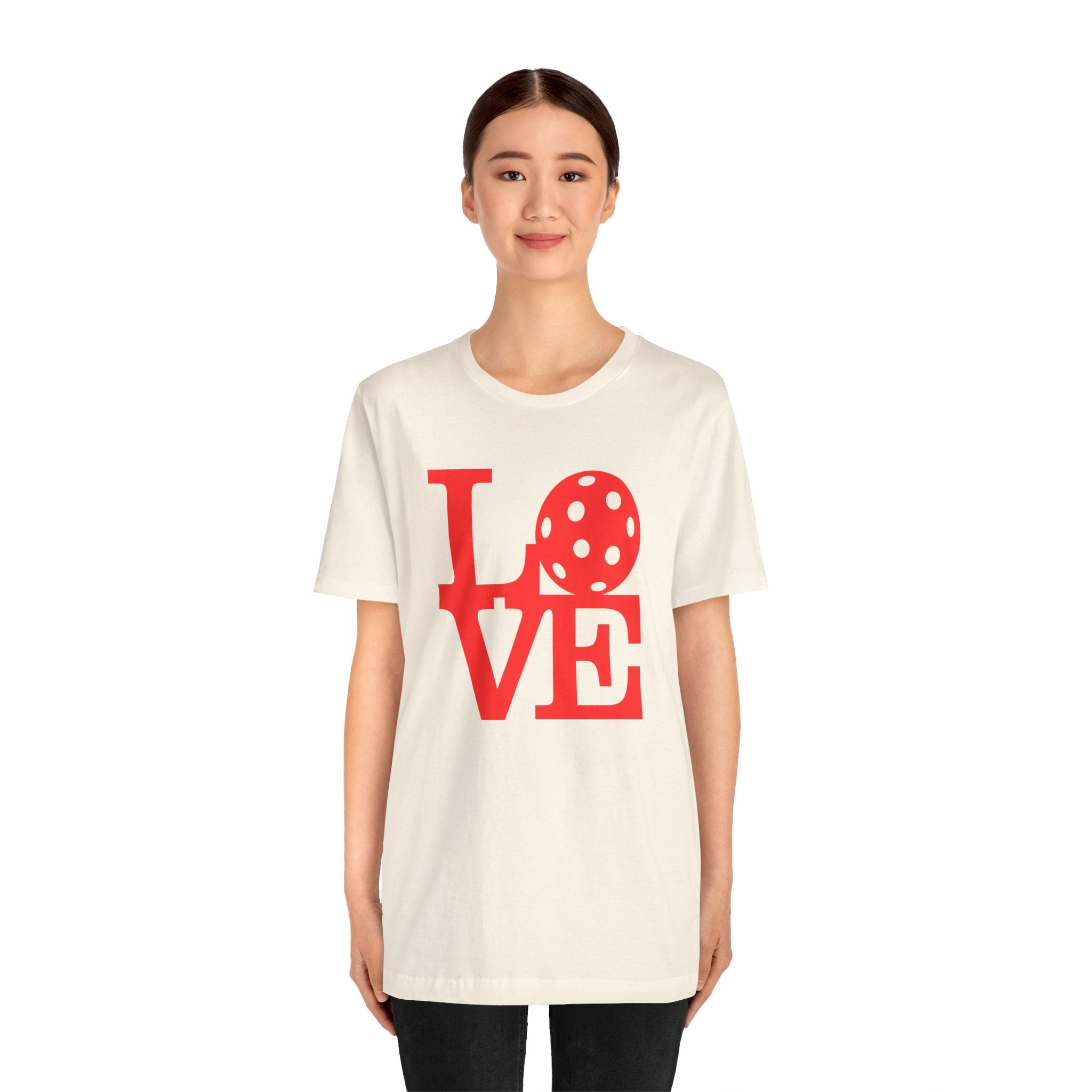 Red Pickleball graphic T-shirt by Printify featuring bold pop art design, casual crew neck style, and vibrant print.