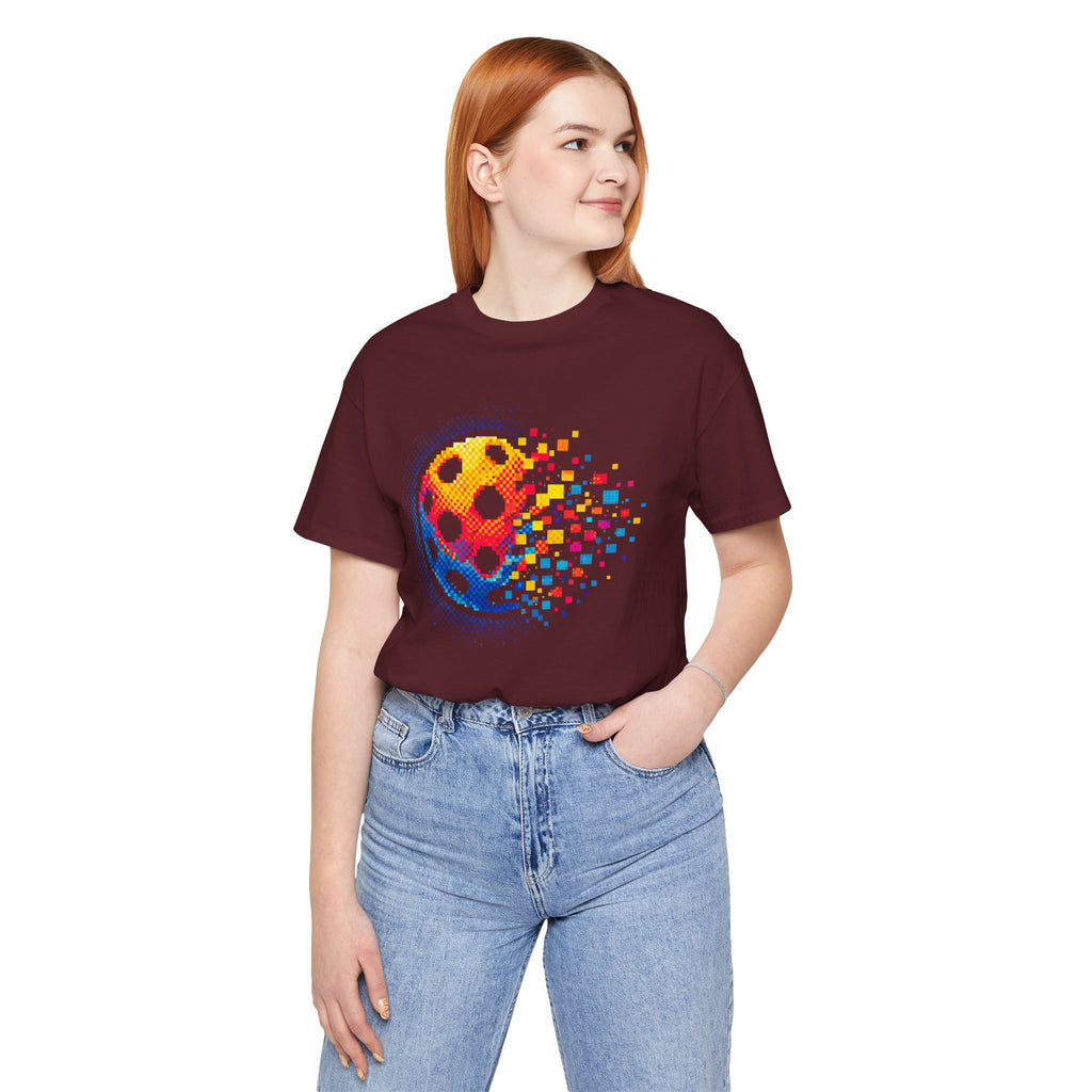 Pixelated Pickleball Tee — Retro Court Graphic T-Shirt-PeaMac Tees