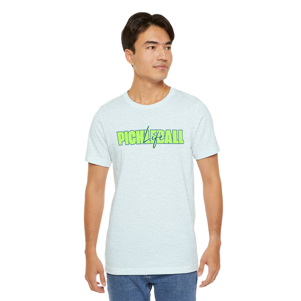 Pickleball Life Unisex T-Shirt — Bold Green & Blue Graphic Tee-PeaMac Tees