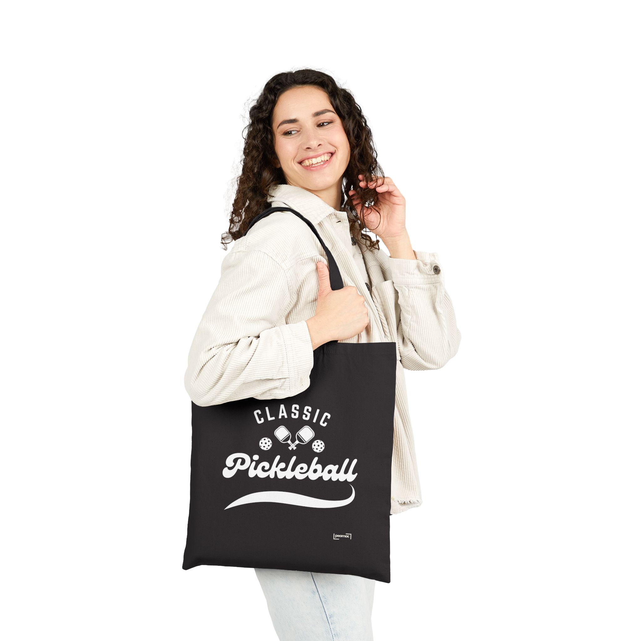 Pickleball Classic Canvas Tote for Gear & Gifts | Durable Black Cotton Shoulder Bag | Reusable Court & Travel Accessory