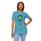 Dinks Responsibly Pickleball T-shirt by Printify featuring a paddle and ball graphic, humorous pickleball shirt design.
