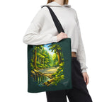 Large tote bag featuring a Bainbridge Island-inspired pickleball design with Pacific Northwest forest court theme by Printify.
