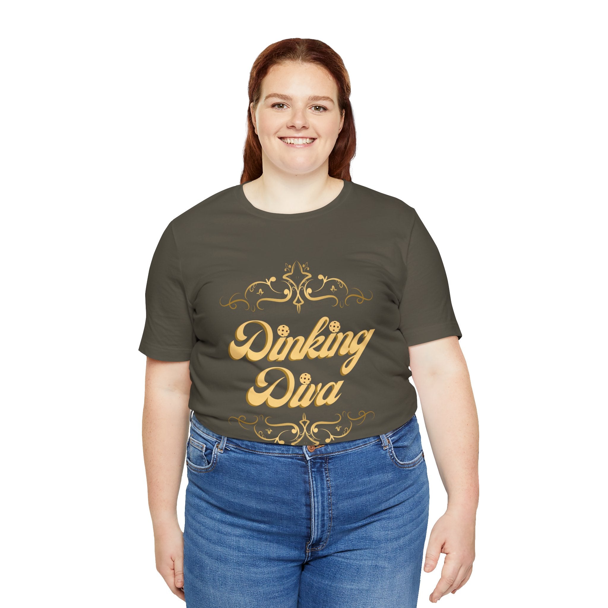 Dinking Diva Pickleball Tee | Gold Filigree Design, Elegant & Soft Sports T-shirt | 8 colors - Sizes Small to 3XL | Gift for Players