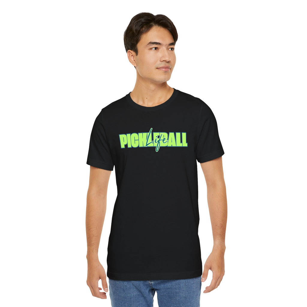 Pickleball Life Unisex T-Shirt — Bold Green & Blue Graphic Tee-PeaMac Tees