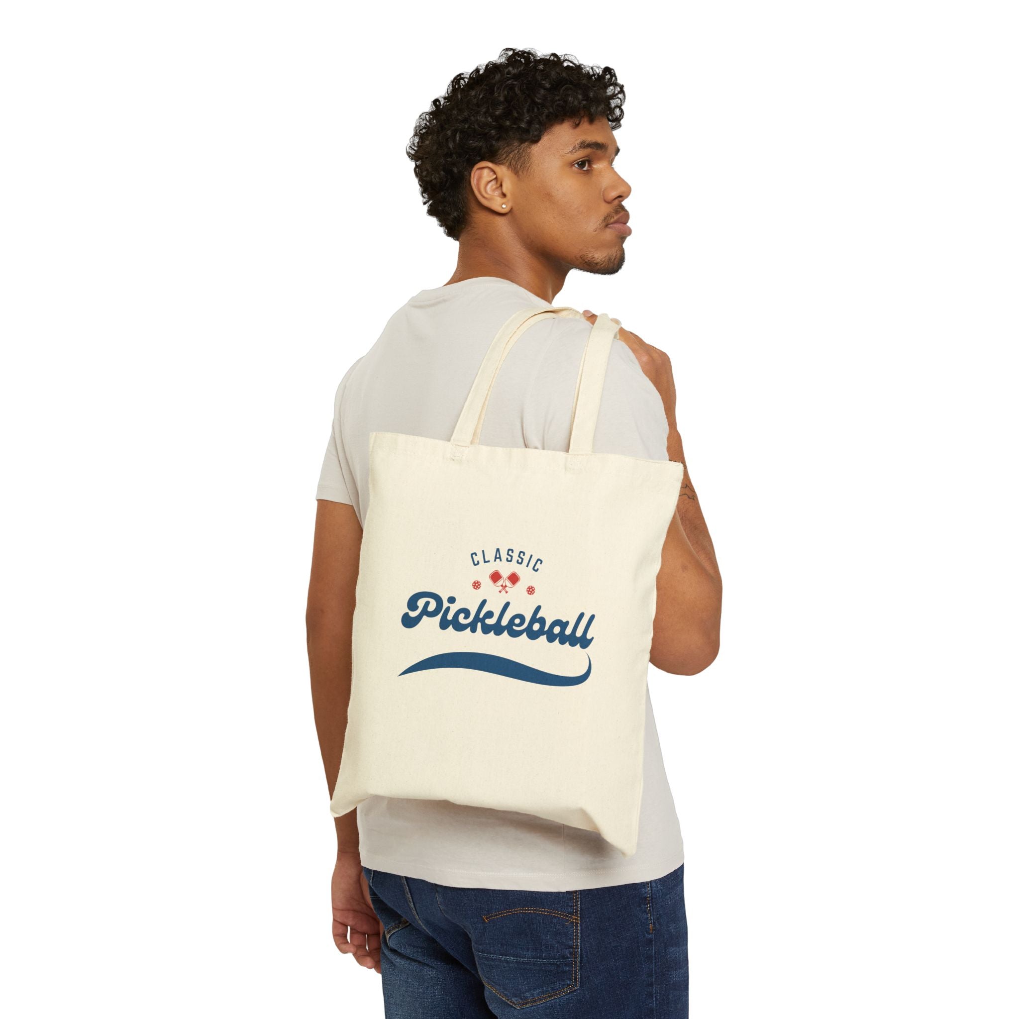 Pickleball Classic Red & Blue Canvas Tote for Gear & Gifts | Durable Natural Cotton Shoulder Bag | Gift for Men & Women